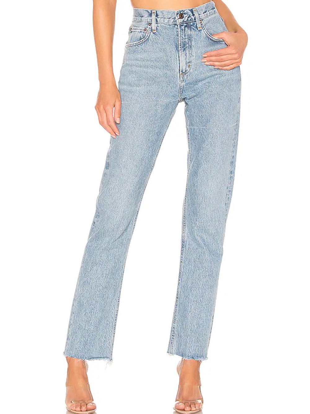 Agolde Cherie High-Rise Straight Jeans in Light Blue Wash